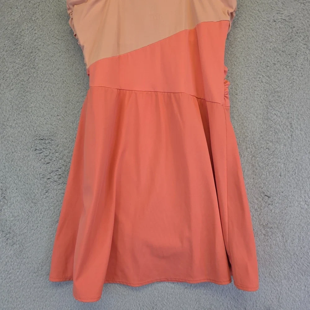 D&Co‎ Swim Dress Womens 4 Pink Salmon Babydoll Adjustable Ruched Modest Skirt